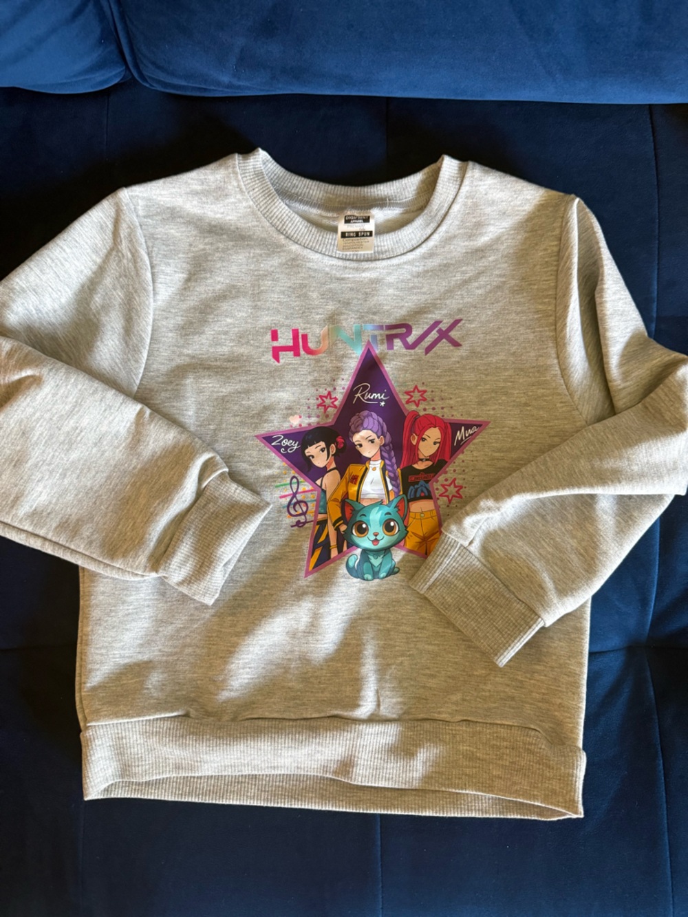 Girls' Heather Gray Graphic Crewneck Sweatshirt